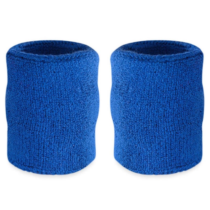 Suddora Arm Sweatbands, Absorbent and Breathable Thick Cotton Bands for Working Out, Gymnastics, Basketball, Tennis, and Football, Multiuse 4-inch Wristbands for Costumes and Cosplay, Blue - Image 1